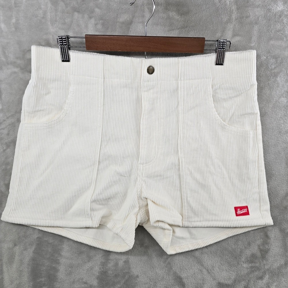 Hammies Corduroy Shorts Mens 34 White Retro Zip Fly NEW